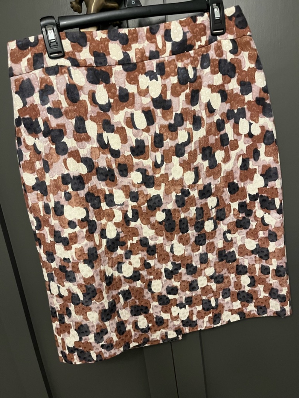 J. Crew Brown, Black & Cream Abstract Print Pencil Skirt size 10